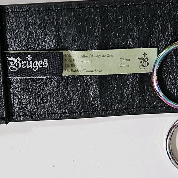 Bruges Belt Womens M/L Black Metal Faux Leather Buckle Stretch Steampunk Hippie - Picture 9 of 15